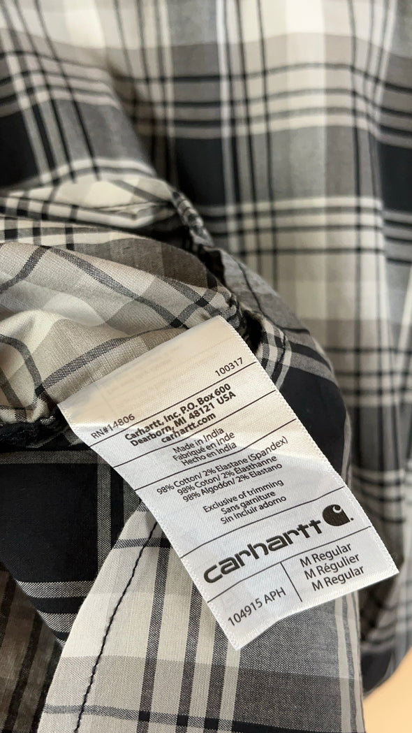 'Carhartt" Grey & Black Plaid Button-Up Shirt