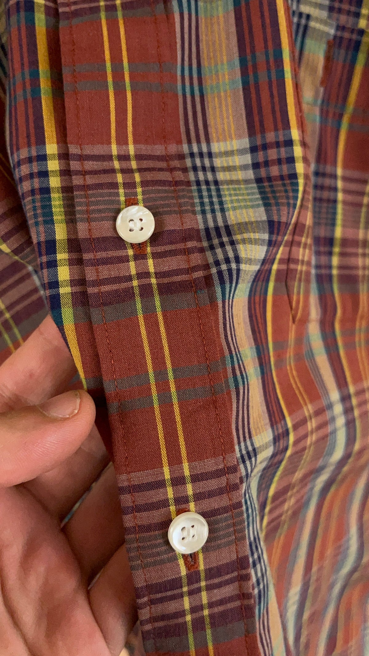 1970s plaid long sleeve button-up shirt with pointed collar — Arkive Vintage