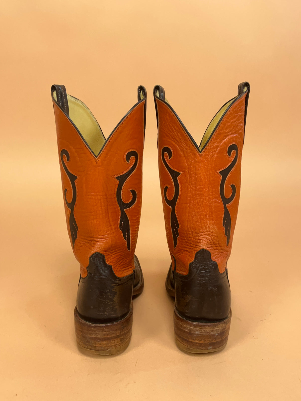 Vintage Rios Of Mercedes Burnt Orange & Brown Leather Western Boots - AU 7.5 Womens