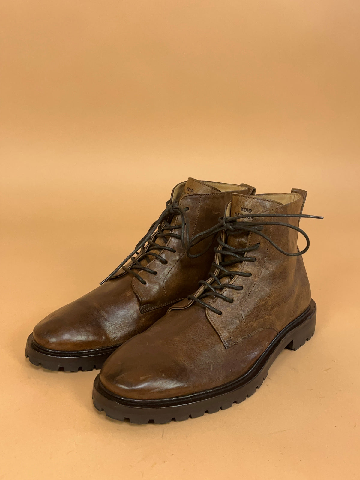 Koio Leather Lace Up Boots - AU 10 Mens
