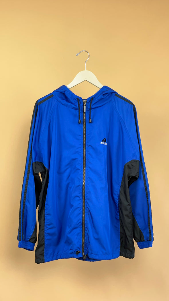 'Adidas' Electric Blue & Black Hooded Windbreaker