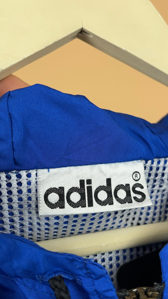 'Adidas' Electric Blue & Black Hooded Windbreaker