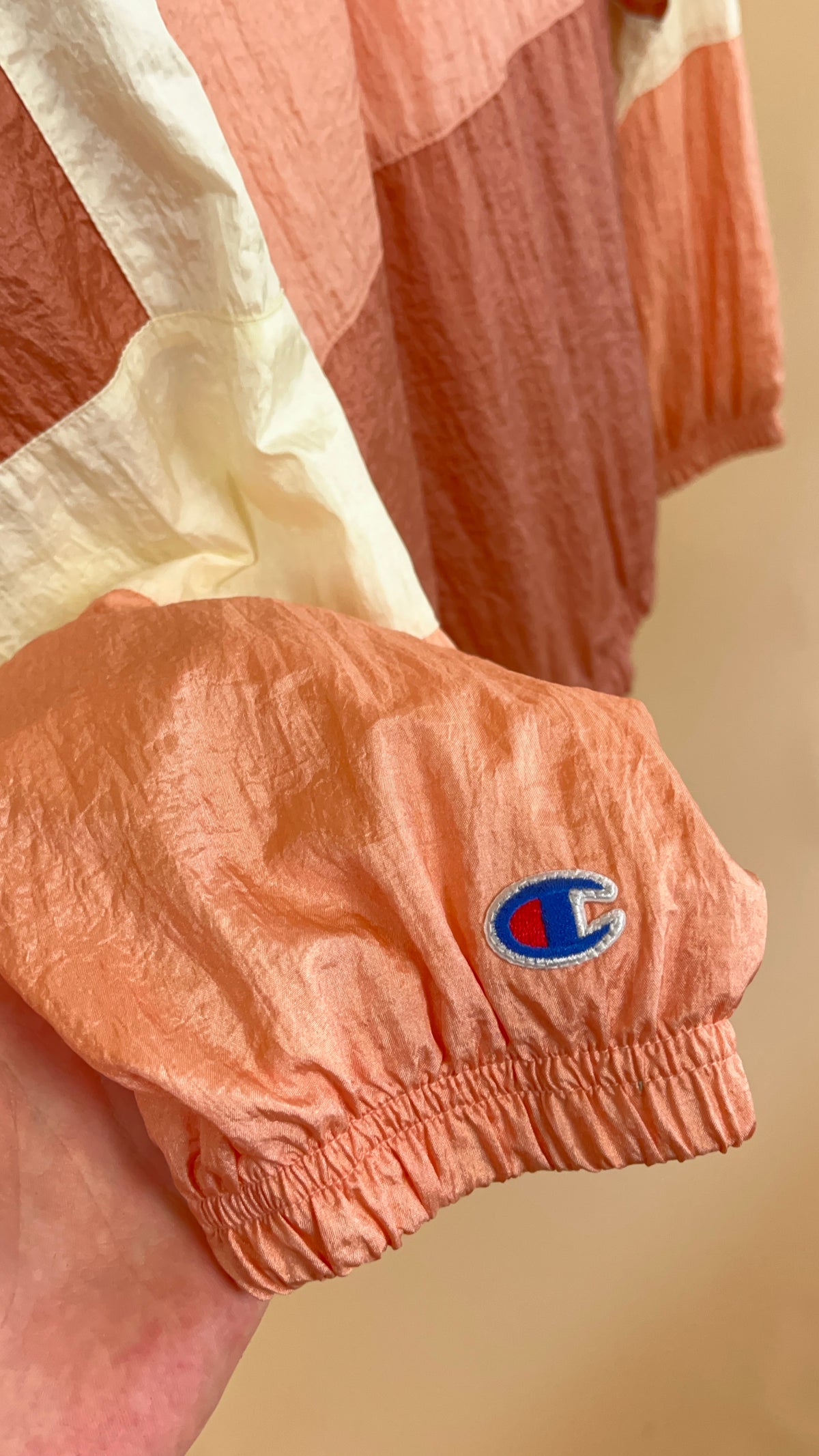 1990s Champion Peach & Cream Windbreaker - S
