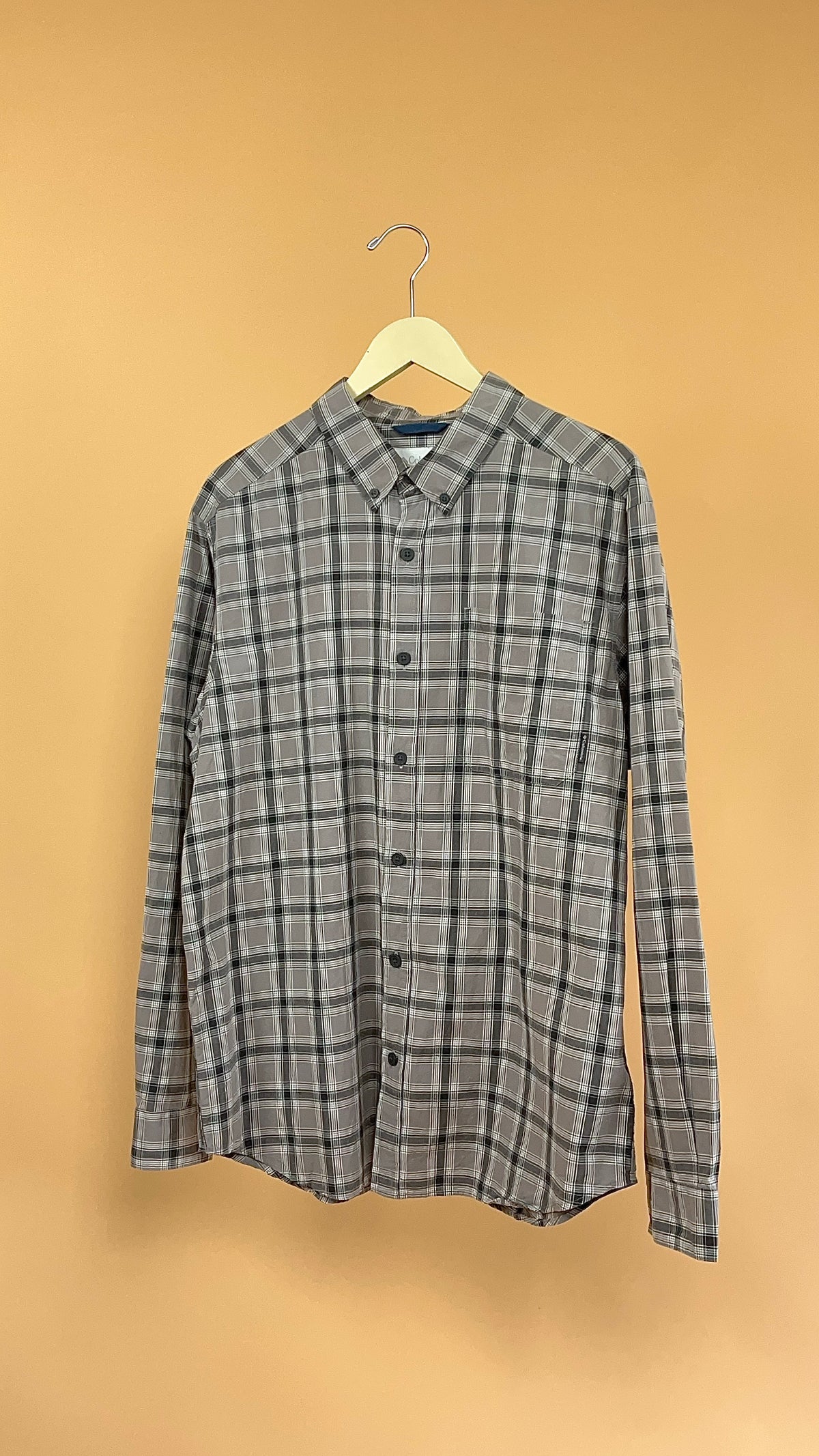 Columbia Grey Plaid Shirt - L