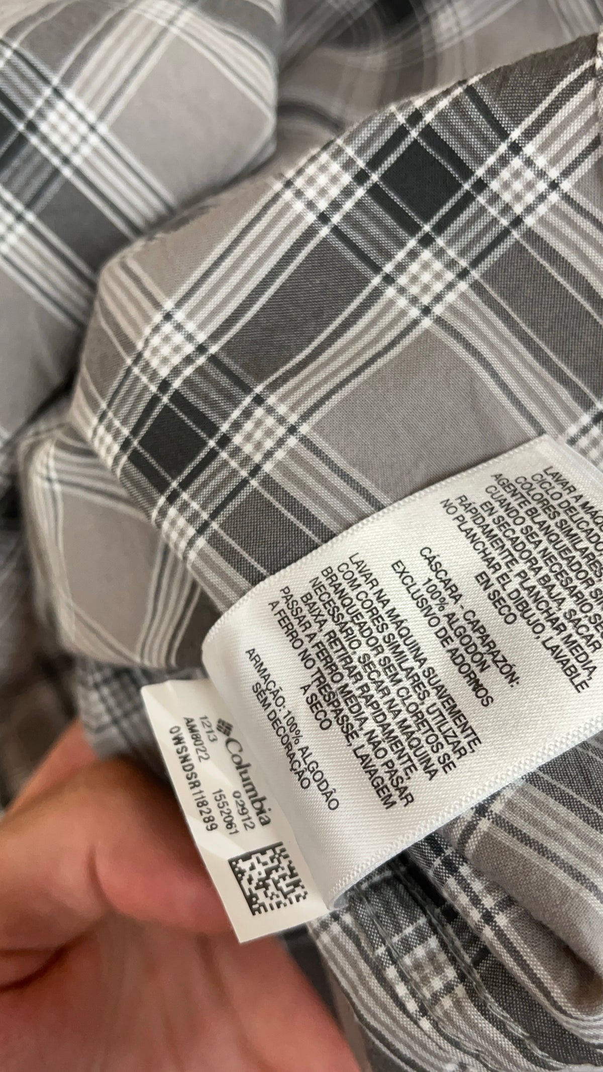 Vintage Columbia grey plaid button-up shirt with button-down collar — Arkive Vintage