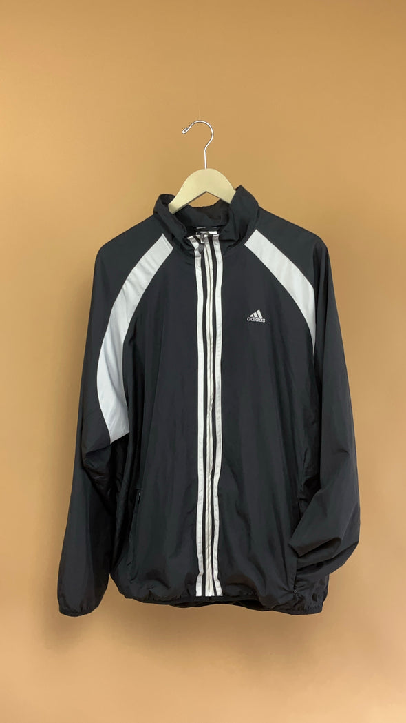 'Adidas' Black & White Windbreaker