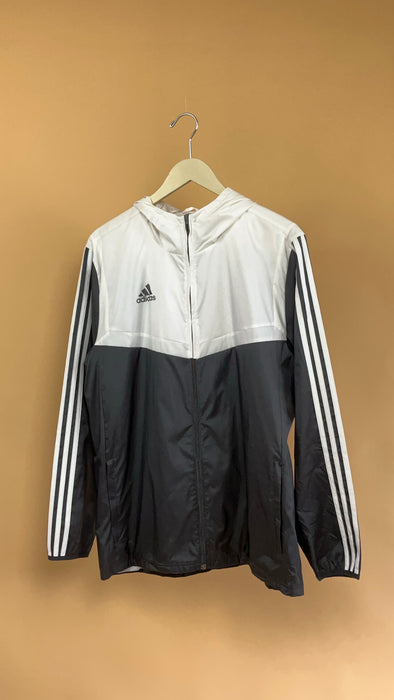'Adidas' Black & White Hooded Windbreaker