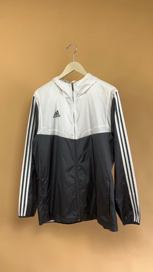 'Adidas' Black & White Hooded Windbreaker