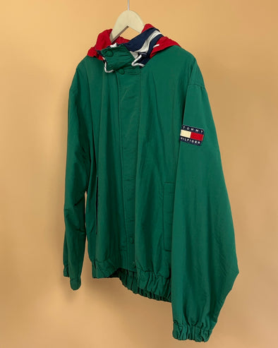 'Tommy Hilfiger' Forest Green & Red Windbreaker