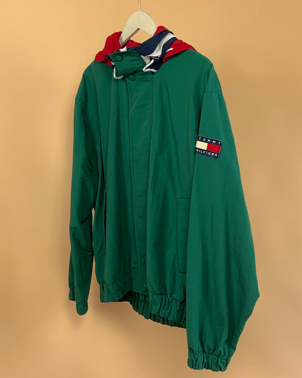 'Tommy Hilfiger' Forest Green & Red Windbreaker