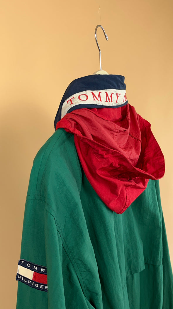 'Tommy Hilfiger' Forest Green & Red Windbreaker