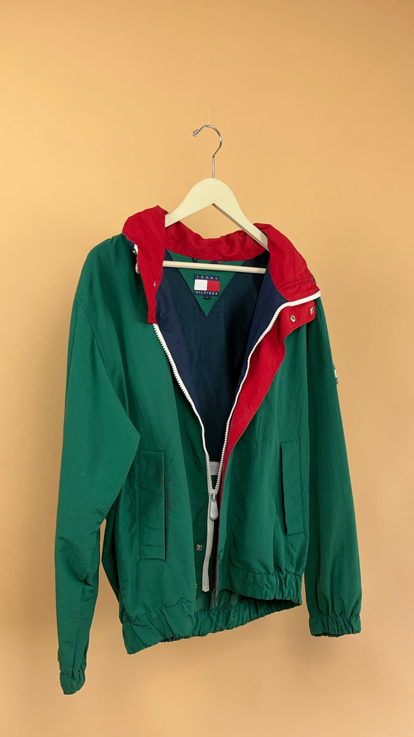 'Tommy Hilfiger' Forest Green & Red Windbreaker
