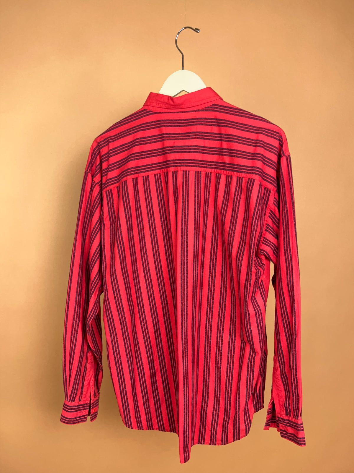 1980’s Bugle Boy ‘Hi Flier’ Bright Red/Black Striped Shirt -M