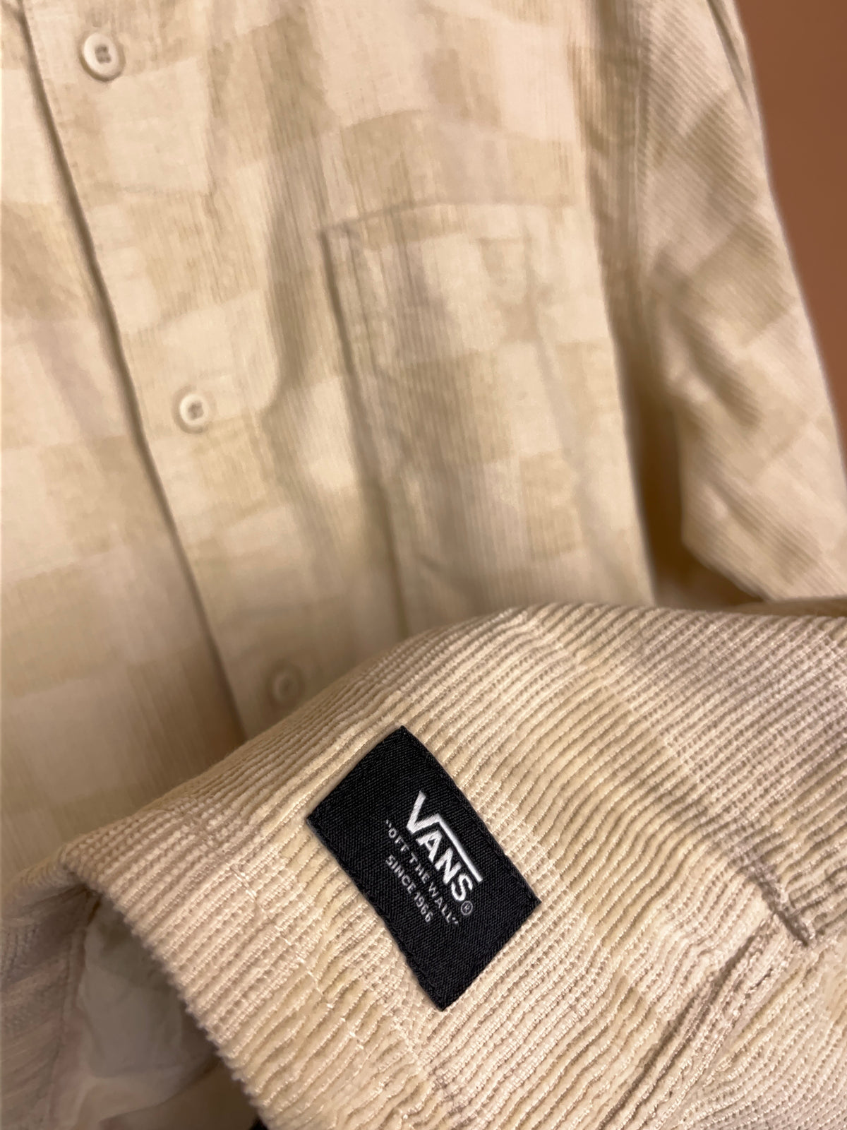 Y2K Vans Sandy Tan Corduroy Shirt - L