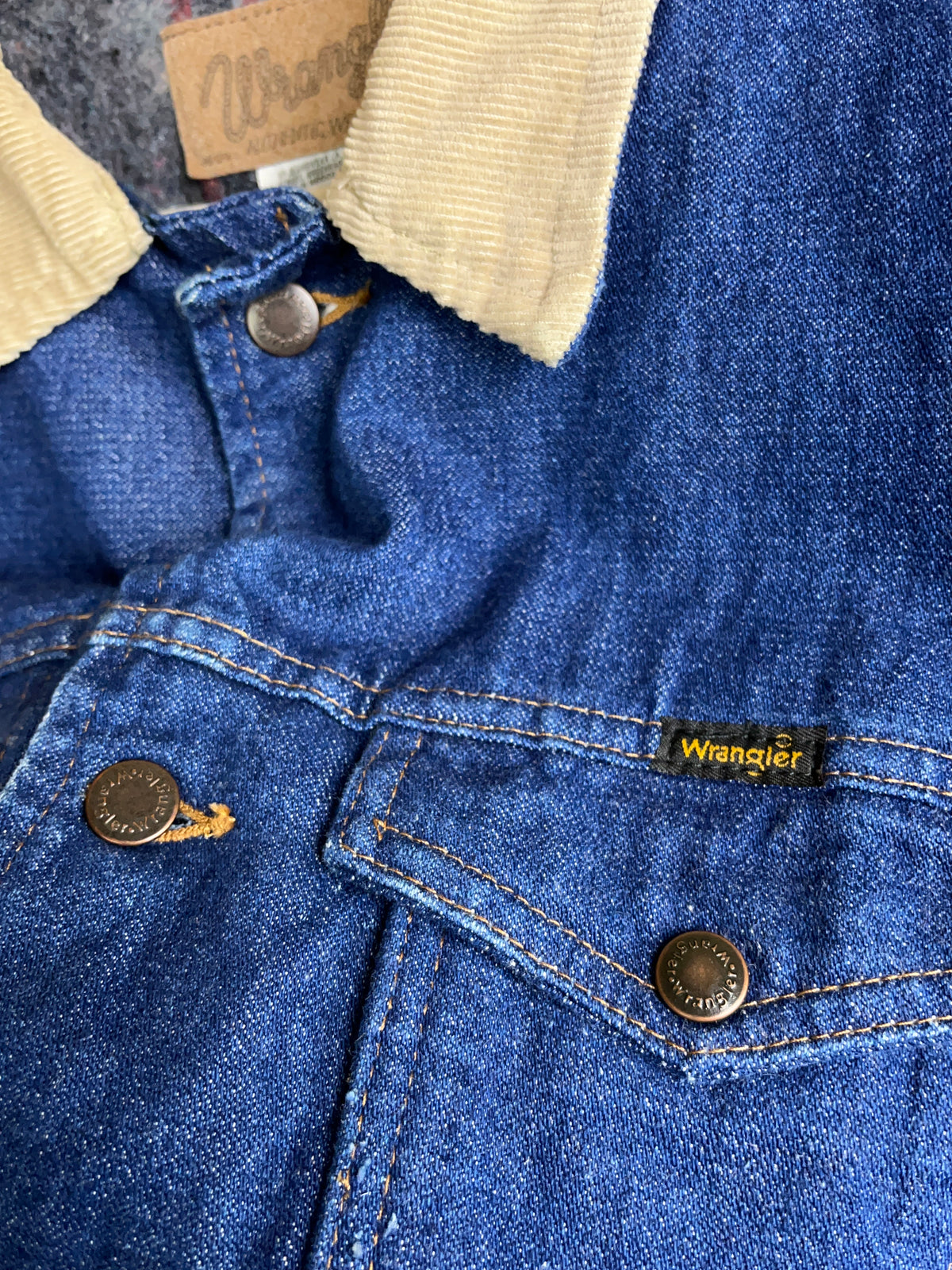 1990s Wrangler Dark Wash Blanket Lined Denim Jacket - S