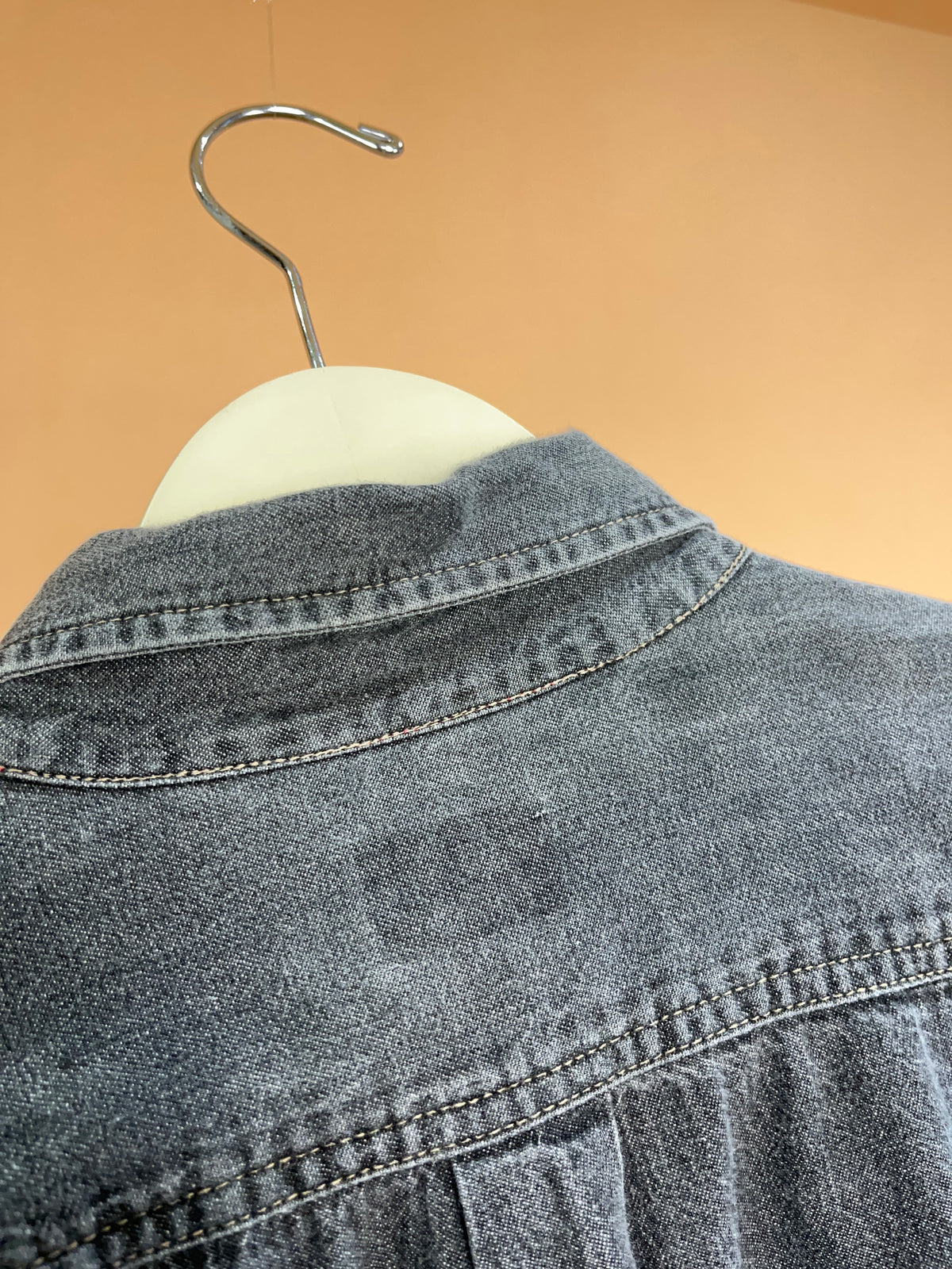 1990's Stussy Grey/Red Contrast Stitch Denim Jacket - M