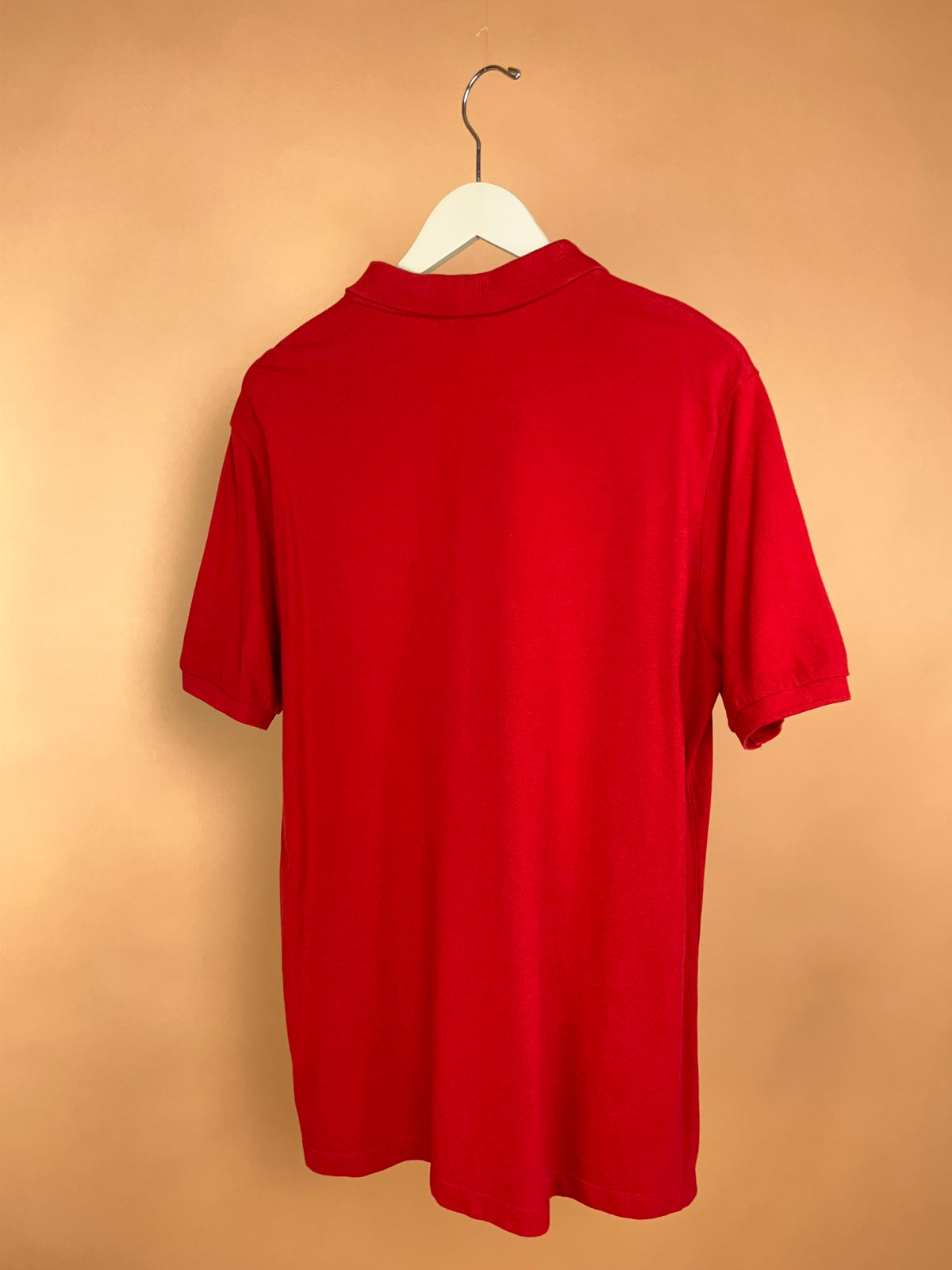 Y2K Burberry Brit red cotton polo shirt with Nova check hem vents — Arkive Vintage