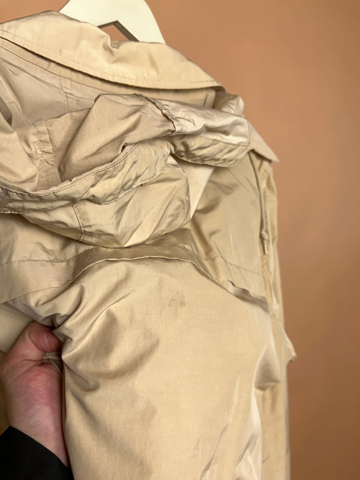 Y2K Burberry London beige coat with detachable hood, Nova check lining — Arkive Vintage