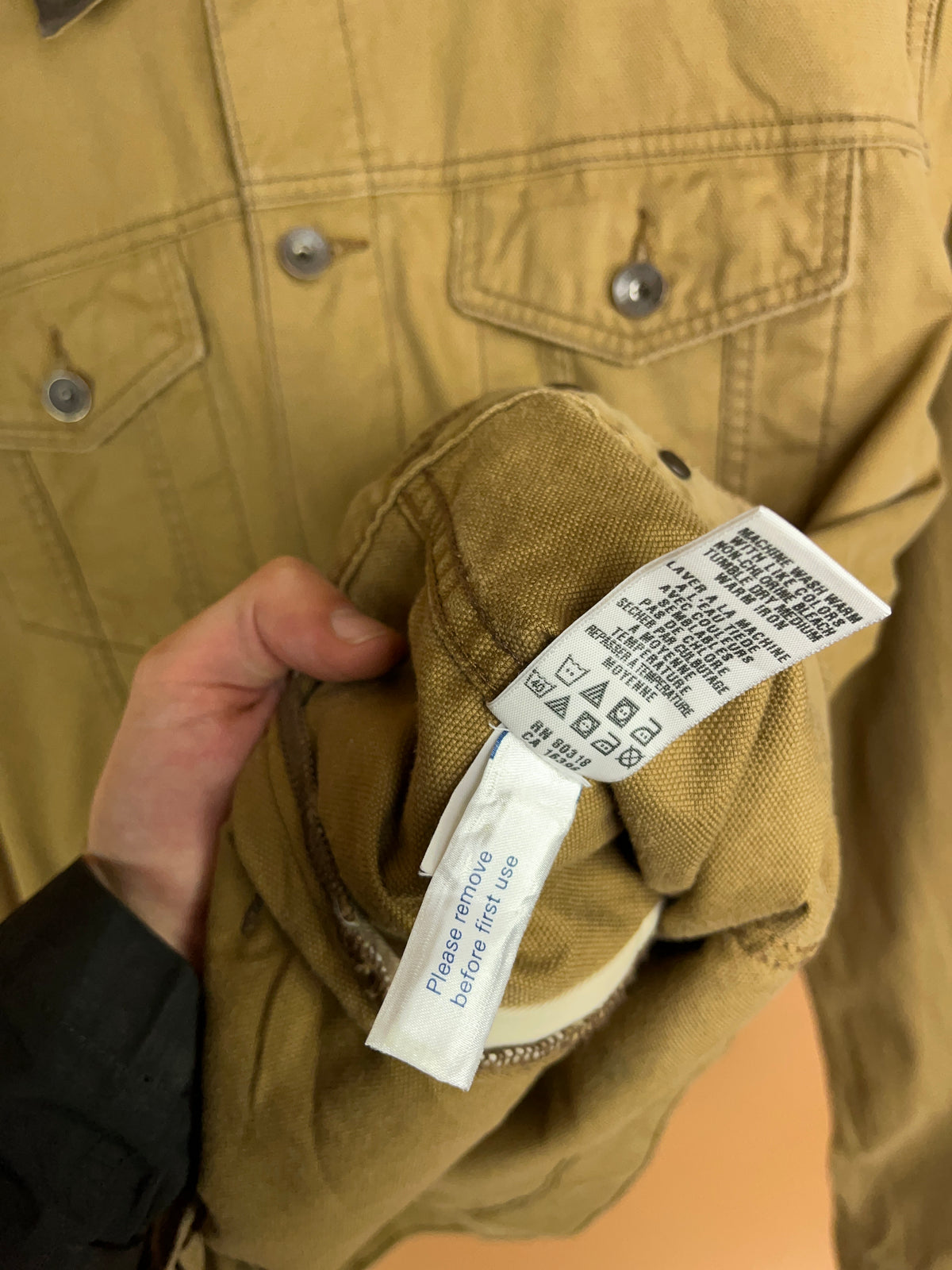 Lucky Brand Tan Canvas Trucker Jacket - M