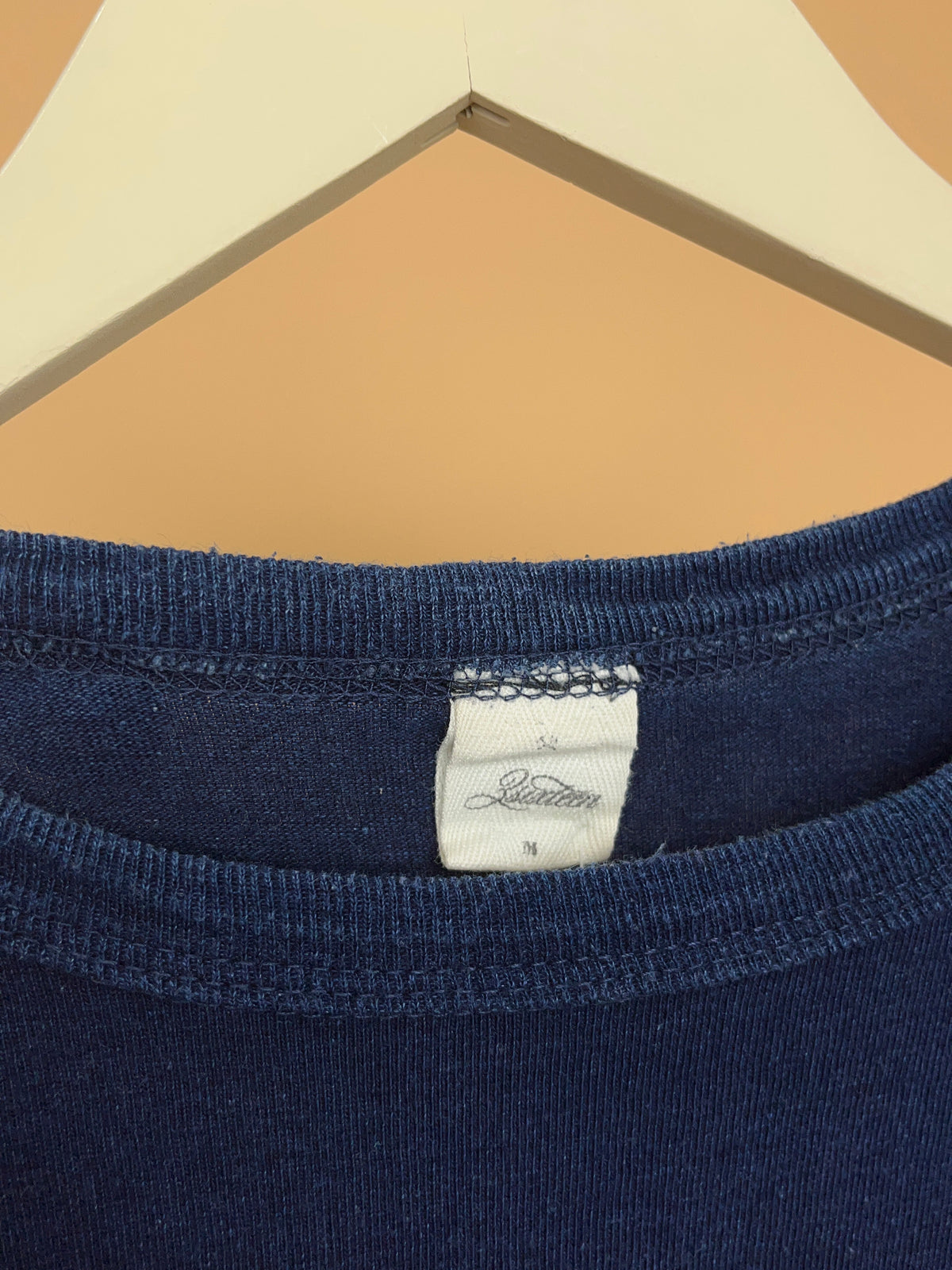 Navy blue faded workwear t-shirt with patch chest pocket — Arkive Vintage
