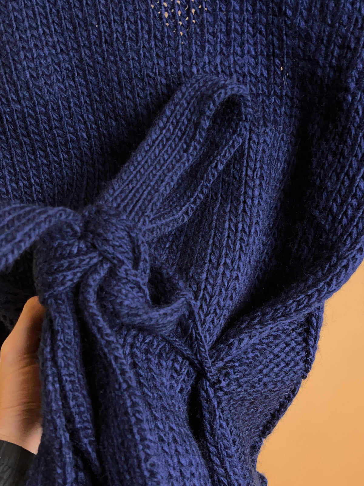 1970s SeLuBina Navy Cable Knit Longline Cardigan Coat - M