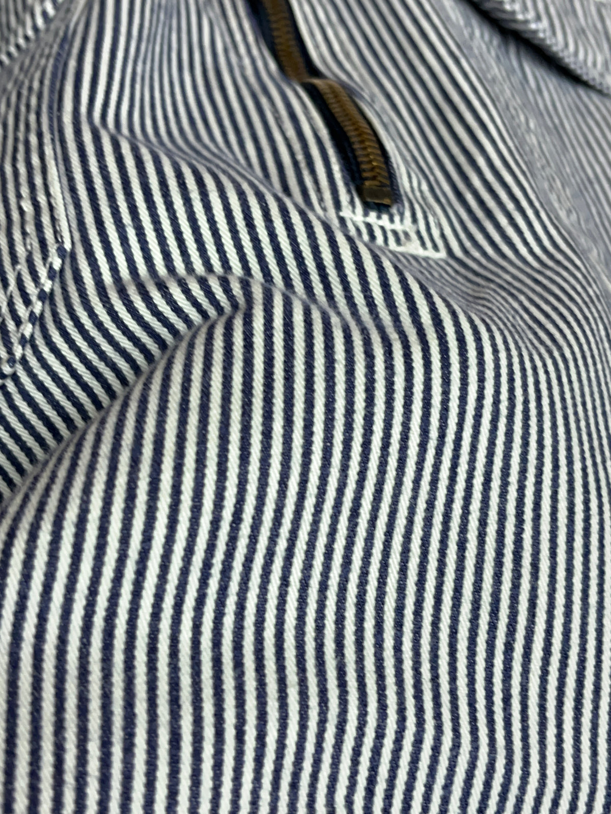 1990s KEY Hickory Stripe Cotton Half-Zip Work Shirt - L