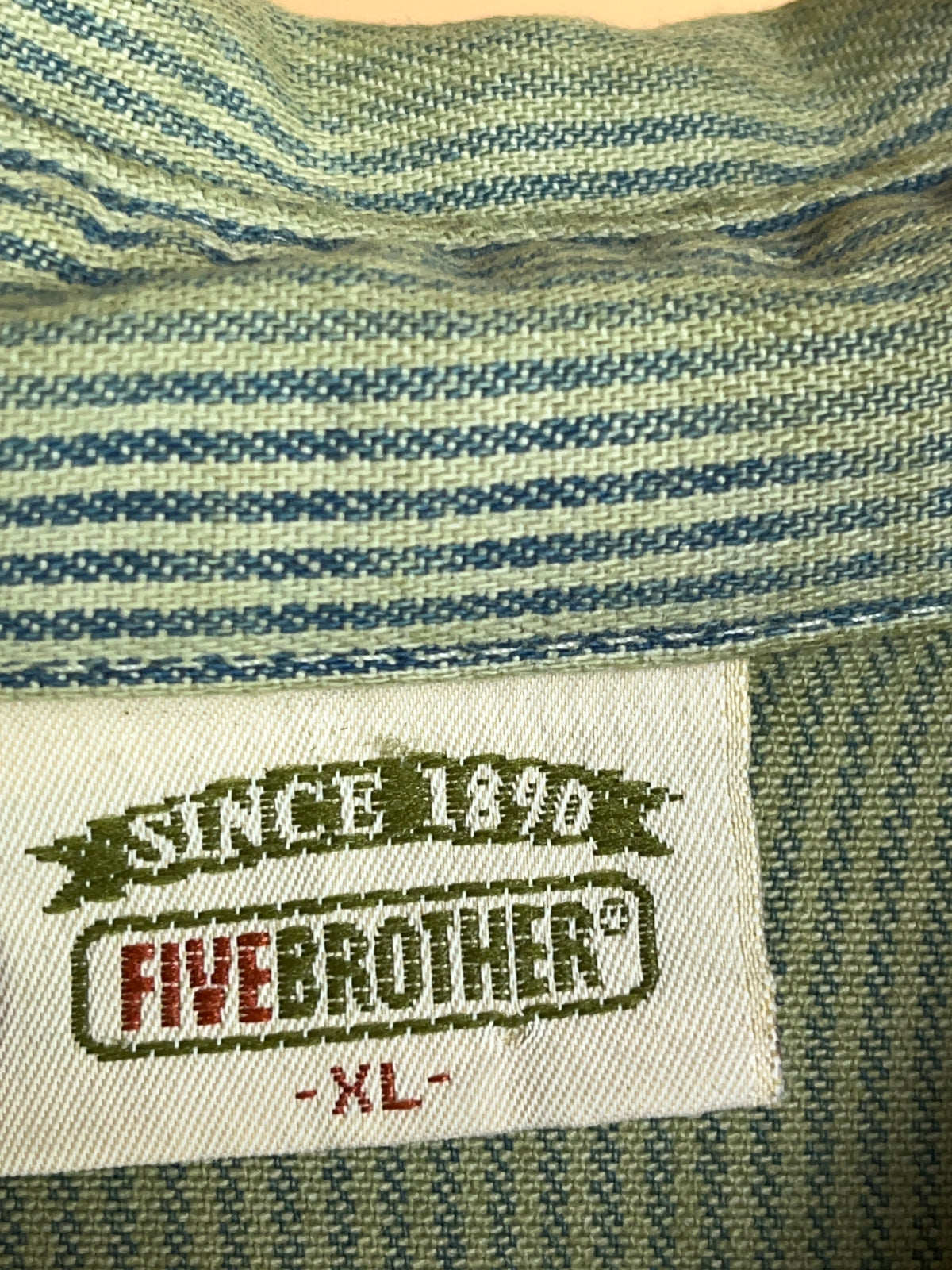 Vintage Five Brother Hickory Stripe Half-Zip Work Shirt Made In USA - L