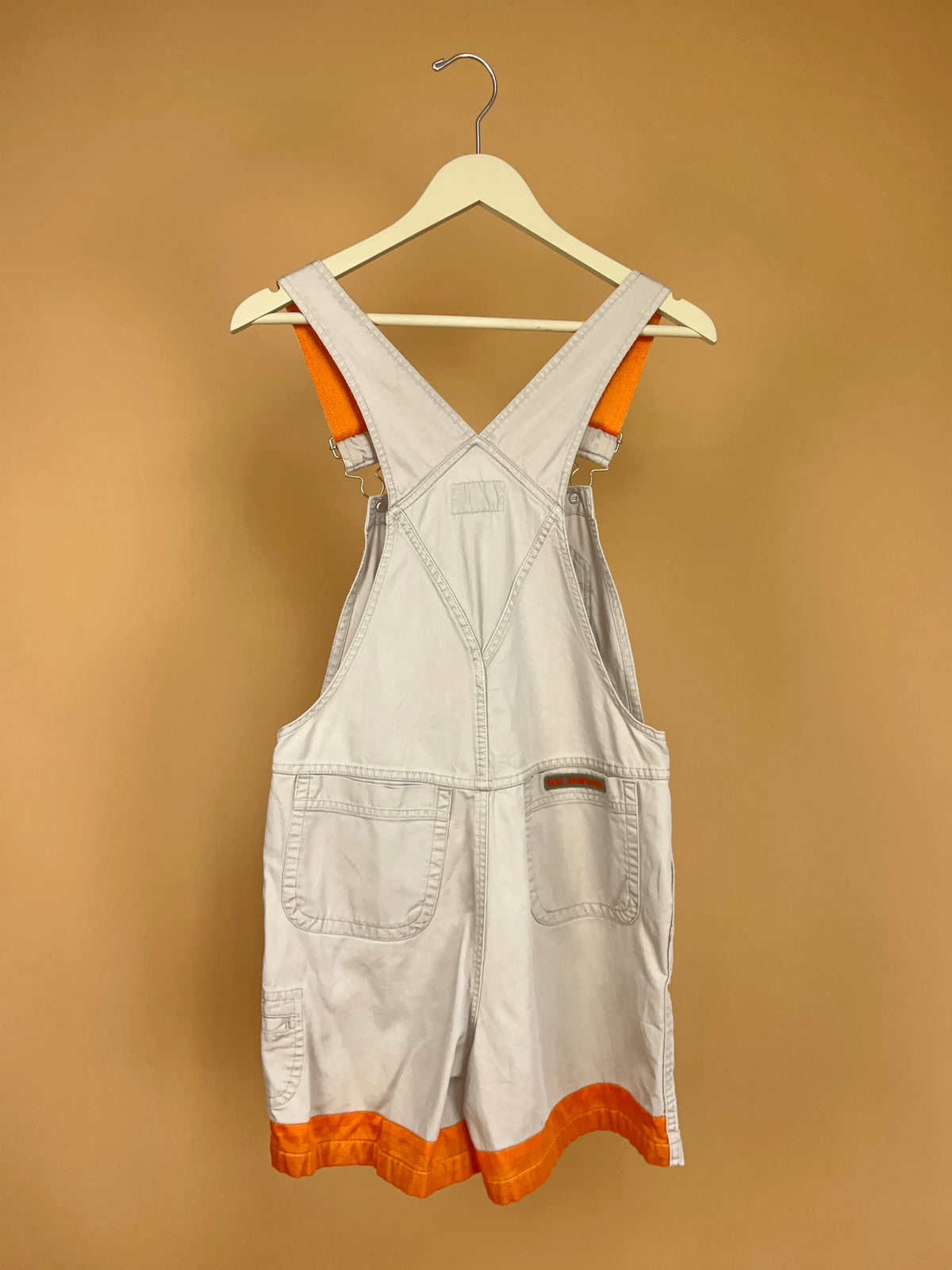 1990s B.U.M Equipment Ecru & Orange Dungaree Shorts