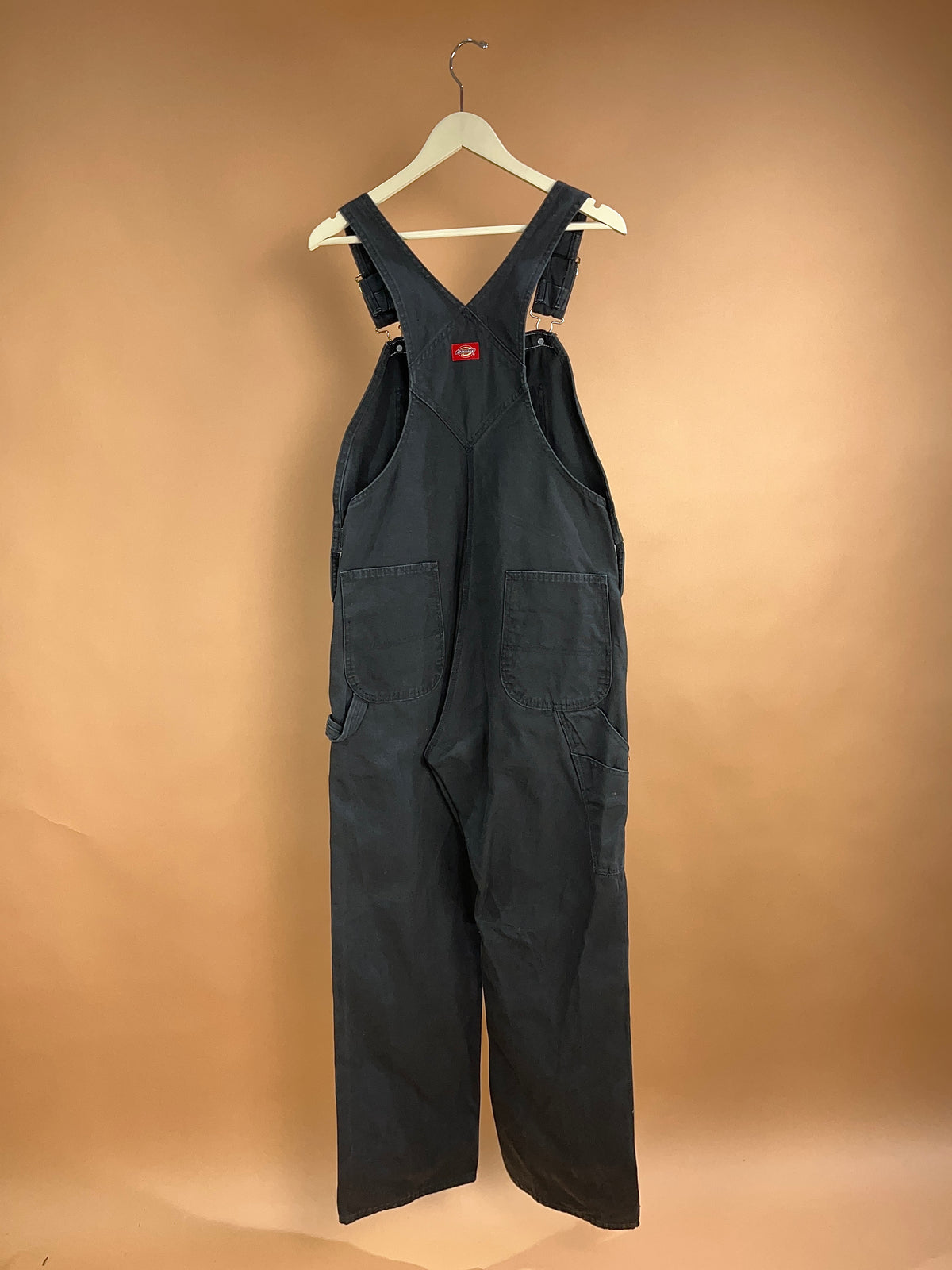 Dickies Black Canvas Dungarees Wide Leg Workwear - 36"