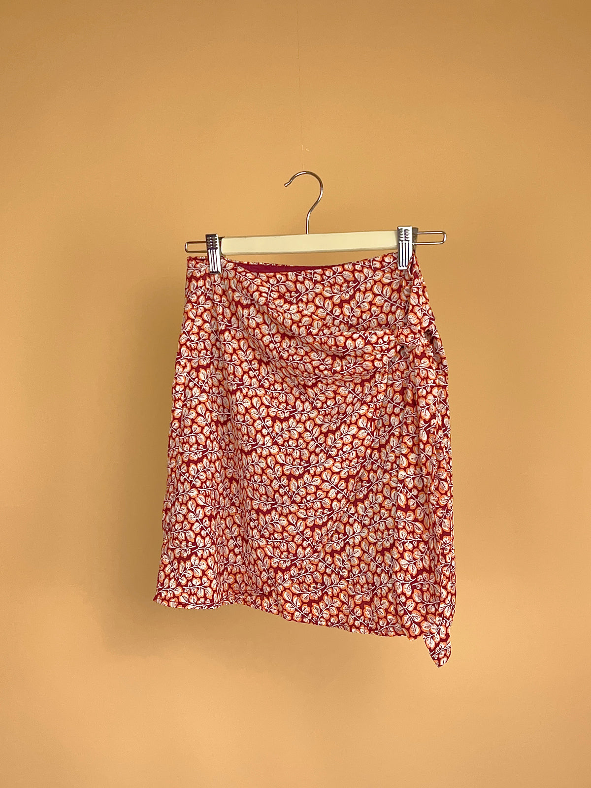 Y2K Burgundy Floral Skirt - 8