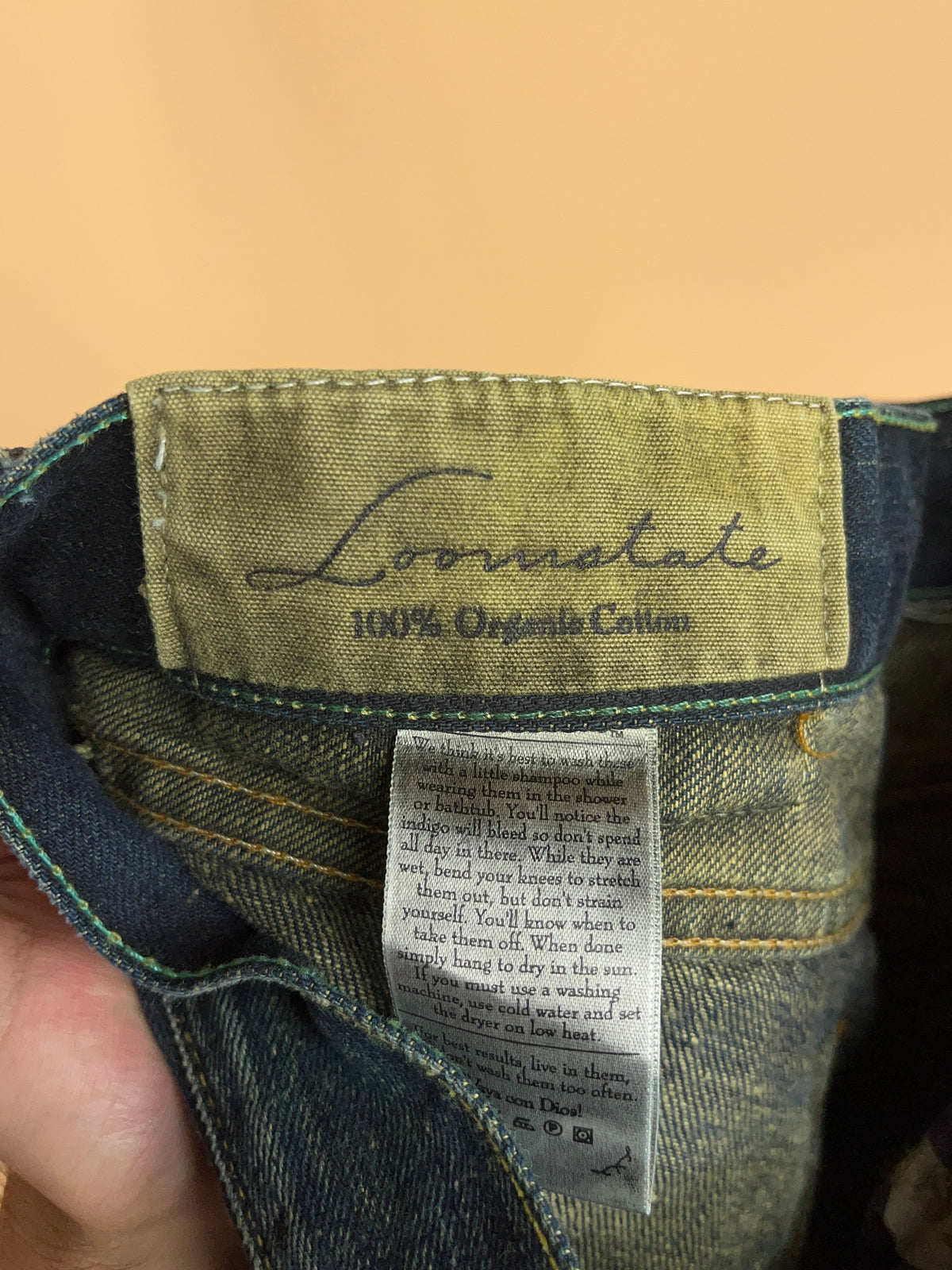 Y2K Loomstate organic dark wash denim jeans with five-pocket styling — Arkive Vintage