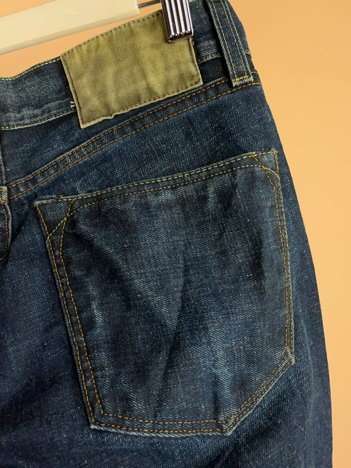 Y2K Loomstate organic dark wash denim jeans with five-pocket styling — Arkive Vintage