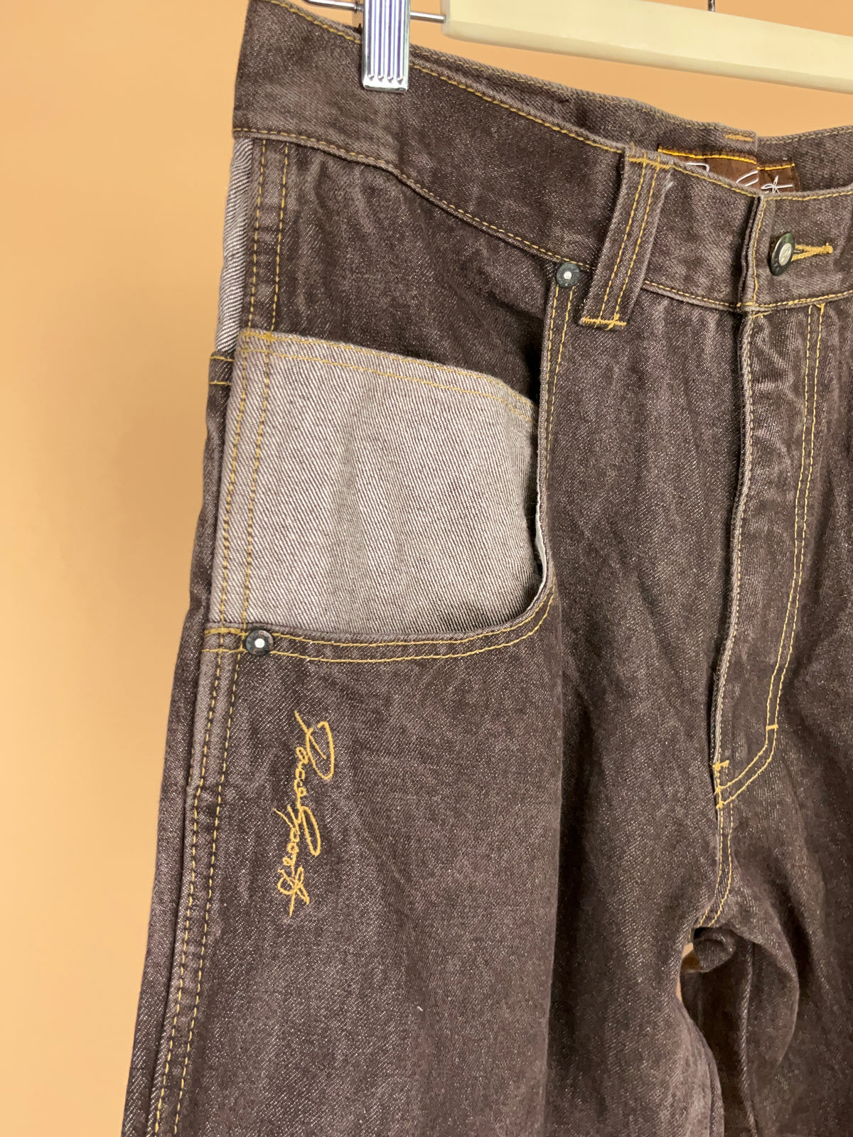 1990s Paco Sport Brown Wash Baggy Jeans - 33"