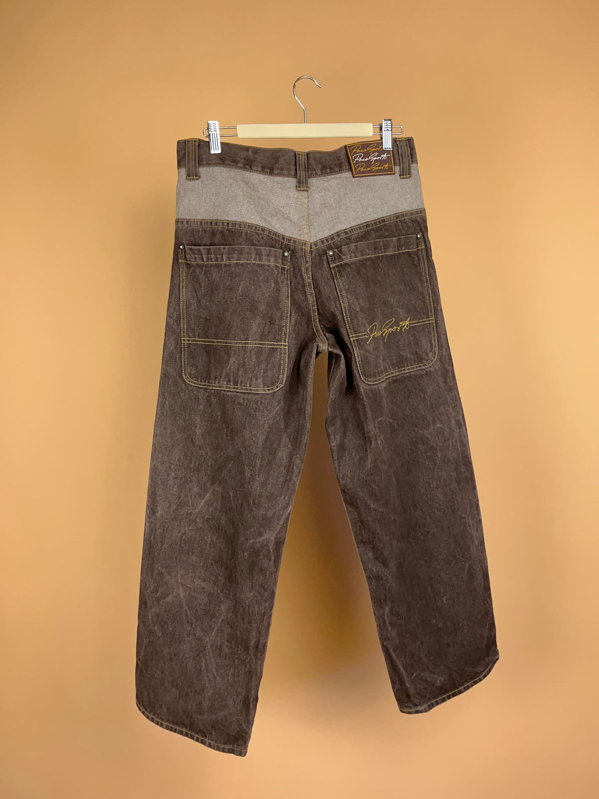 1990s Paco Sport Brown Wash Baggy Jeans - 33"