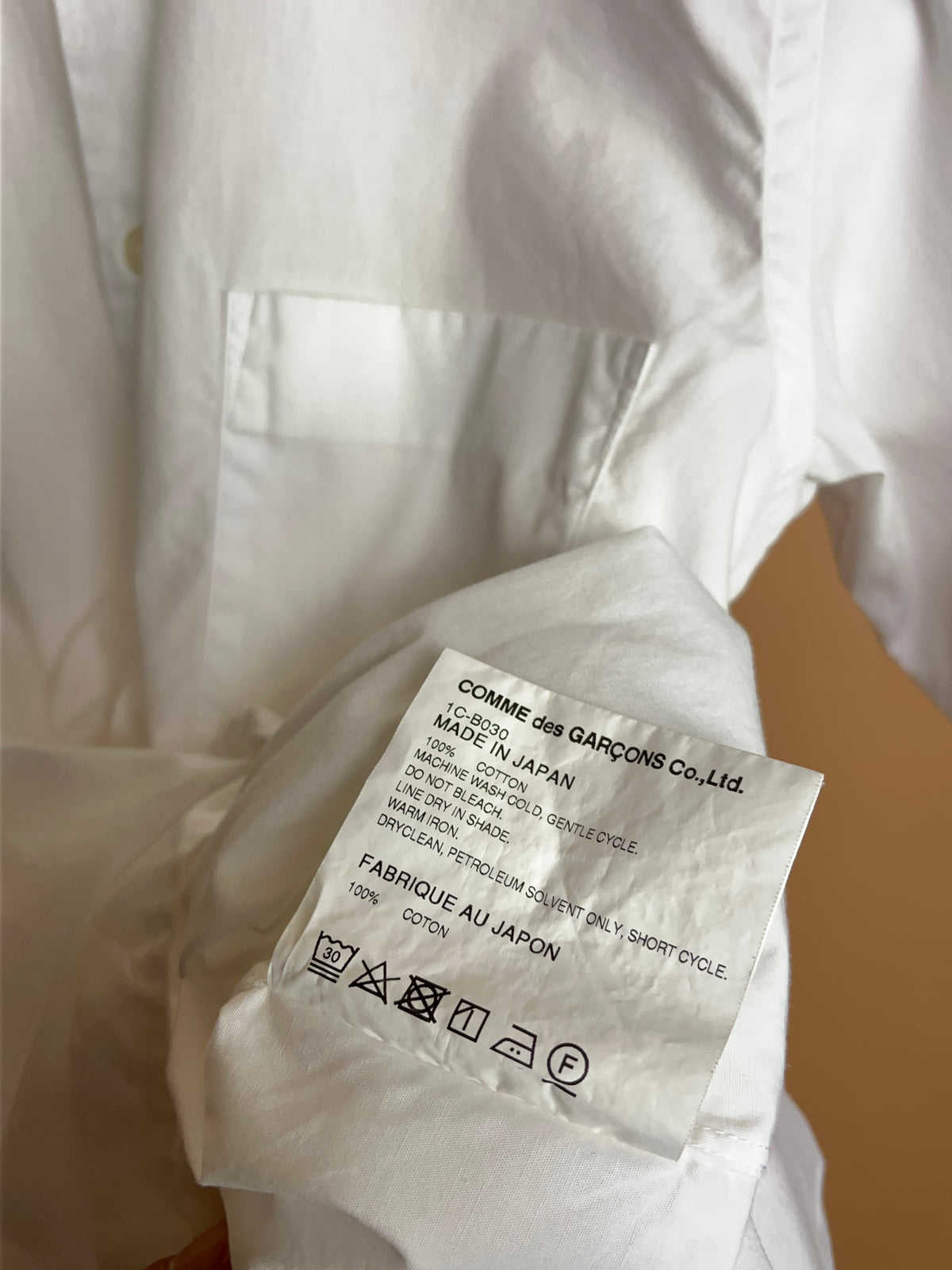 BLACK Comme des Garçons white cotton shirt, Japan-exclusive diffusion line — Arkive Vintage