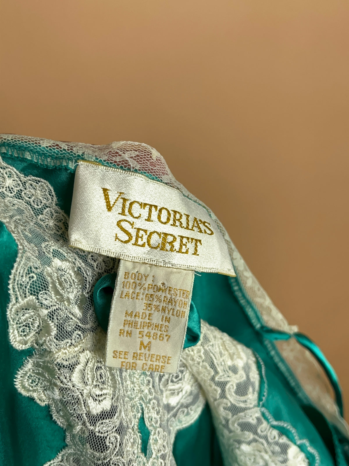 Victoria's Secret Emerald Green Satin & Lace Teddy - M