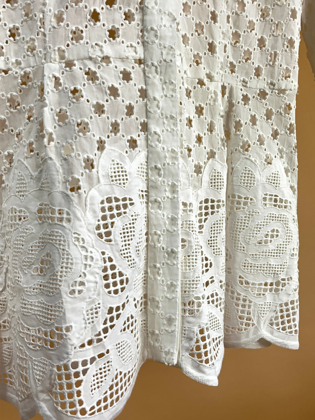 1990s Oscar de la Renta Crochet Knit White Blouse