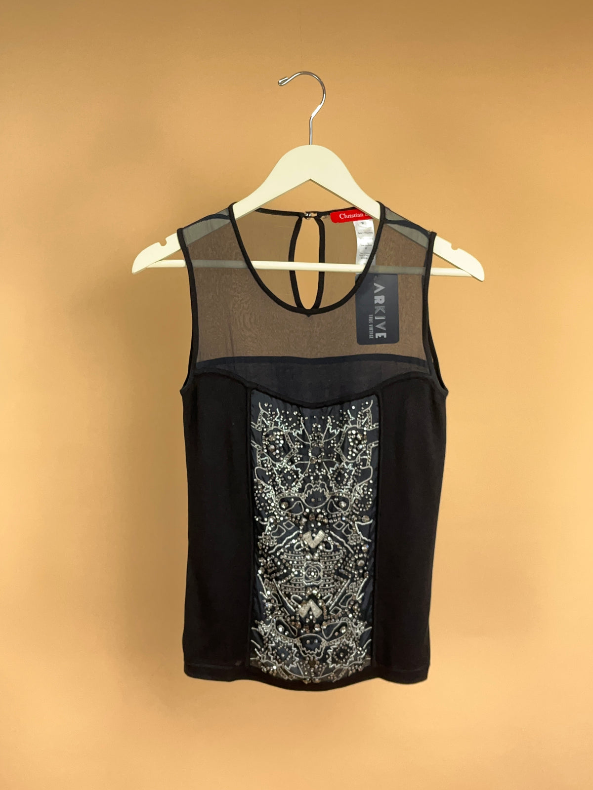 Christian Lacroix Black Beaded Top