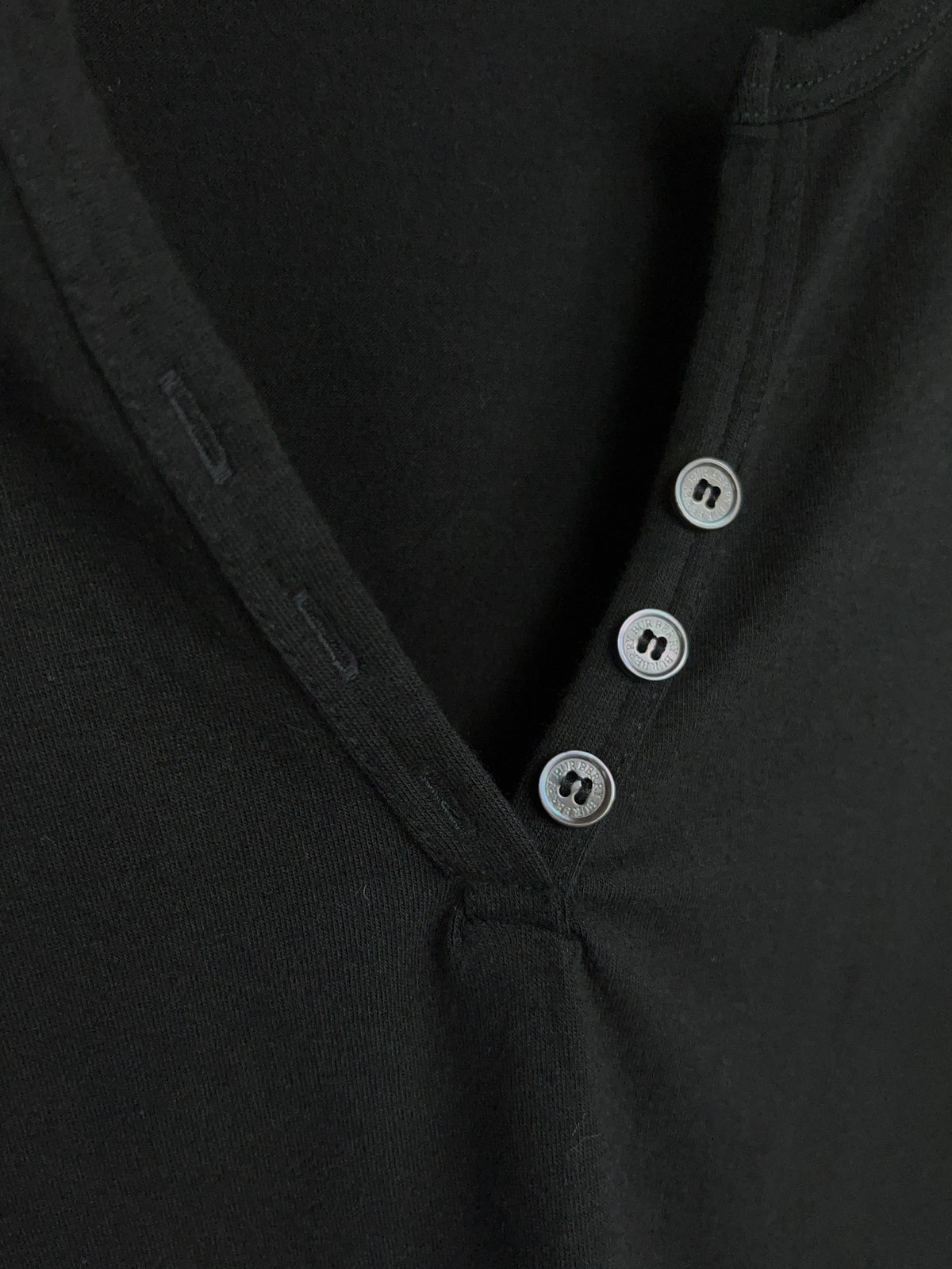 Y2K Burberry Brit black union top with Nova check shoulder panels — Arkive Vintage