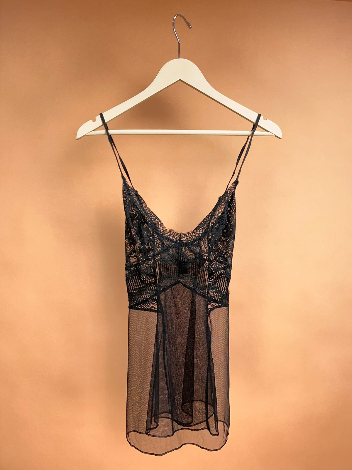 Y2k Victoria's Secret Black Mesh Cami Slip