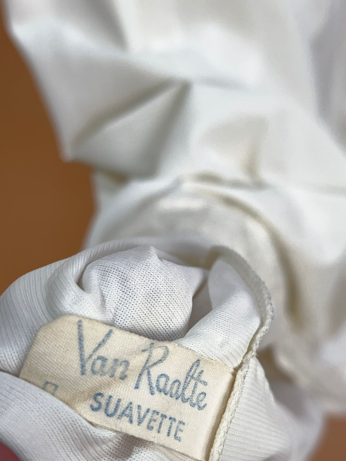 1950's Van Raalte ivory nylon slip dress with floral lace bust panel and lace trim hem — Arkive Vintage