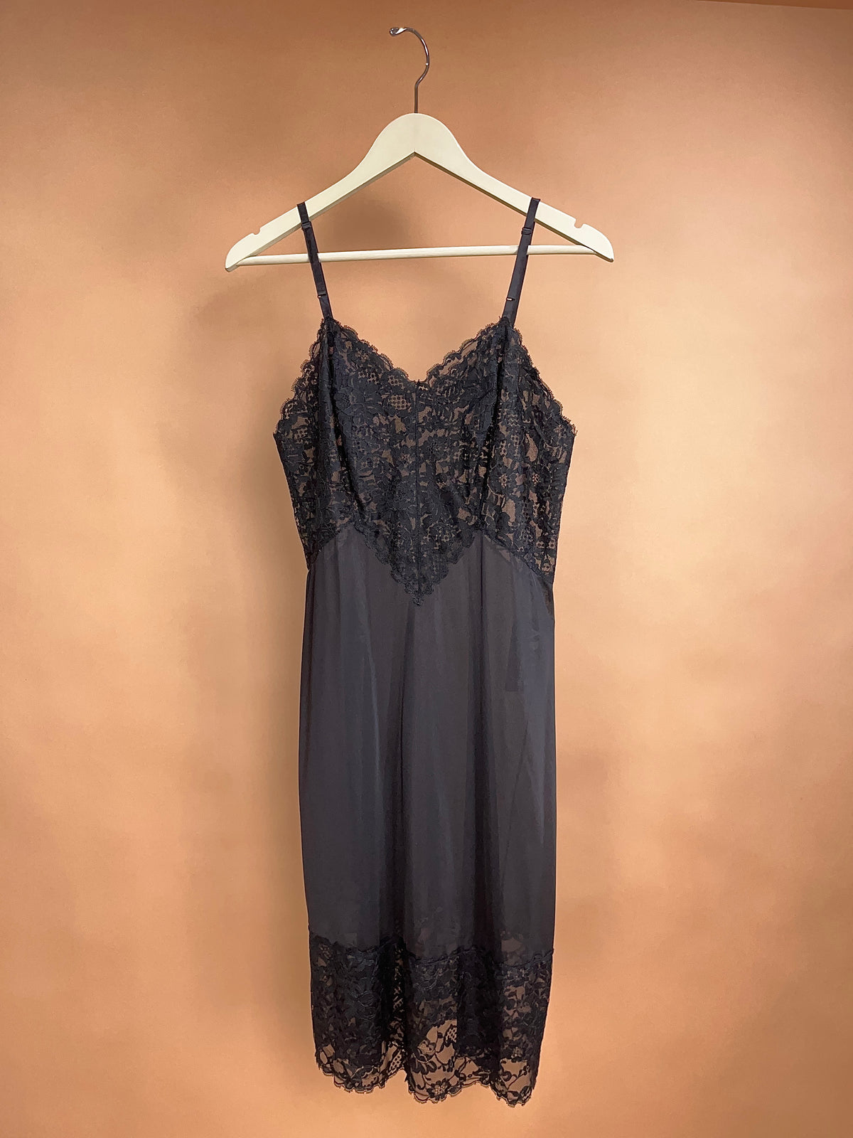 1960's Vanity Affair Black Slip Dress size 34