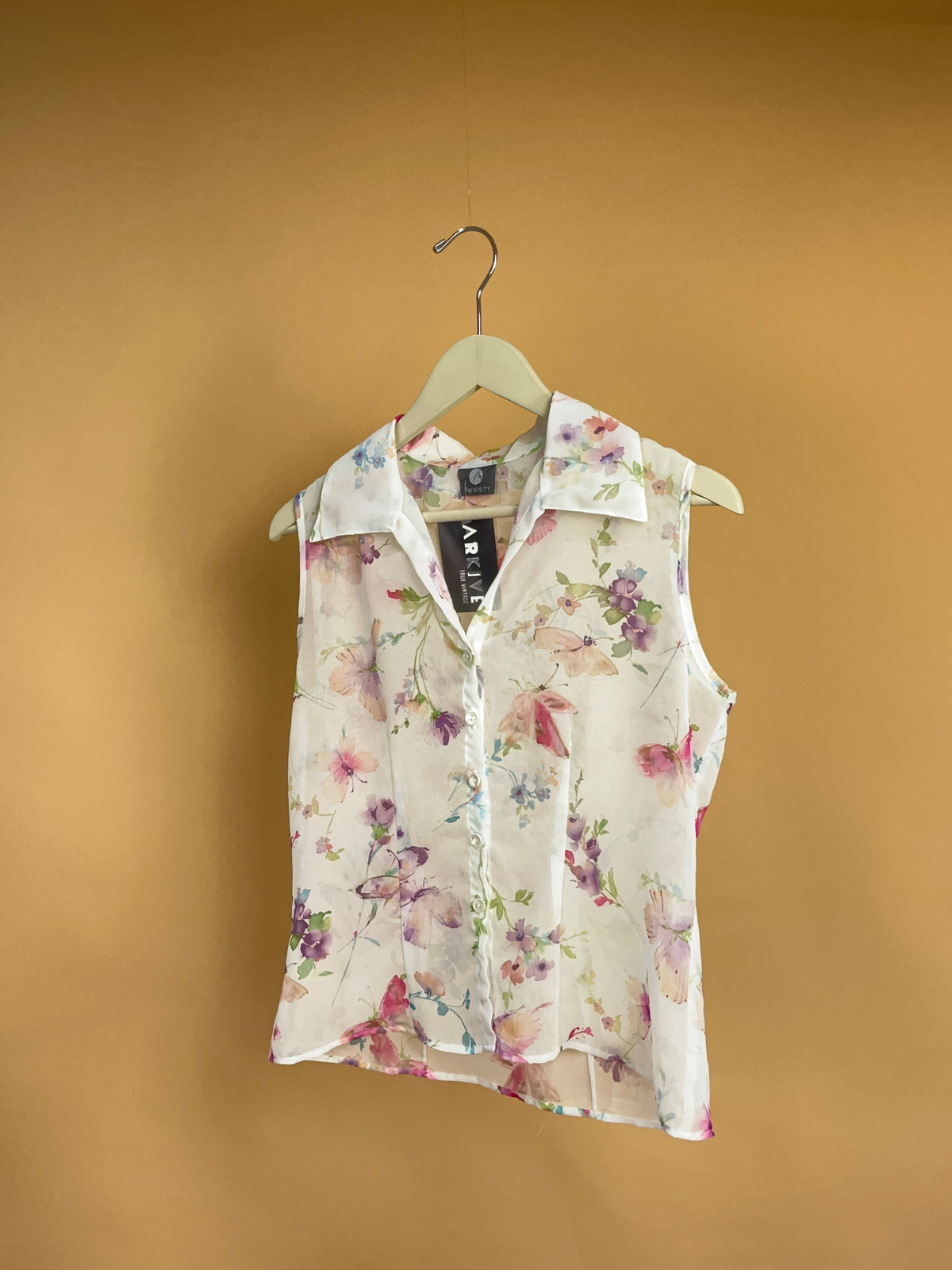 1990s Floral Collard Blouse