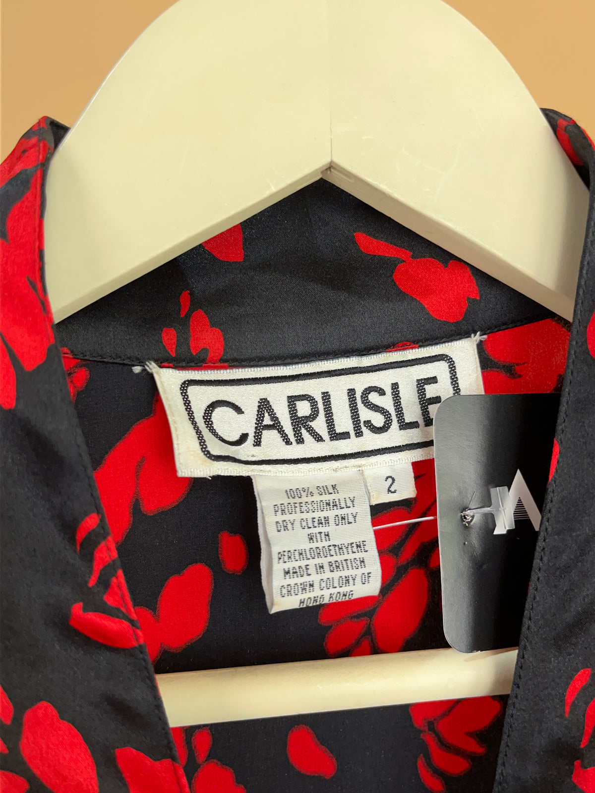 1980's Carlisle Silk Black & Red Blouse - 8 — Arkive Vintage