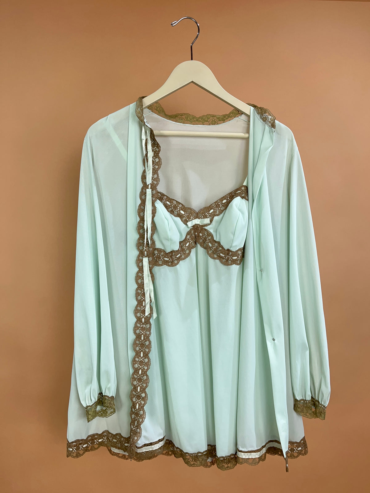 1980's Vanity Fair Slip Two Piece Set size M