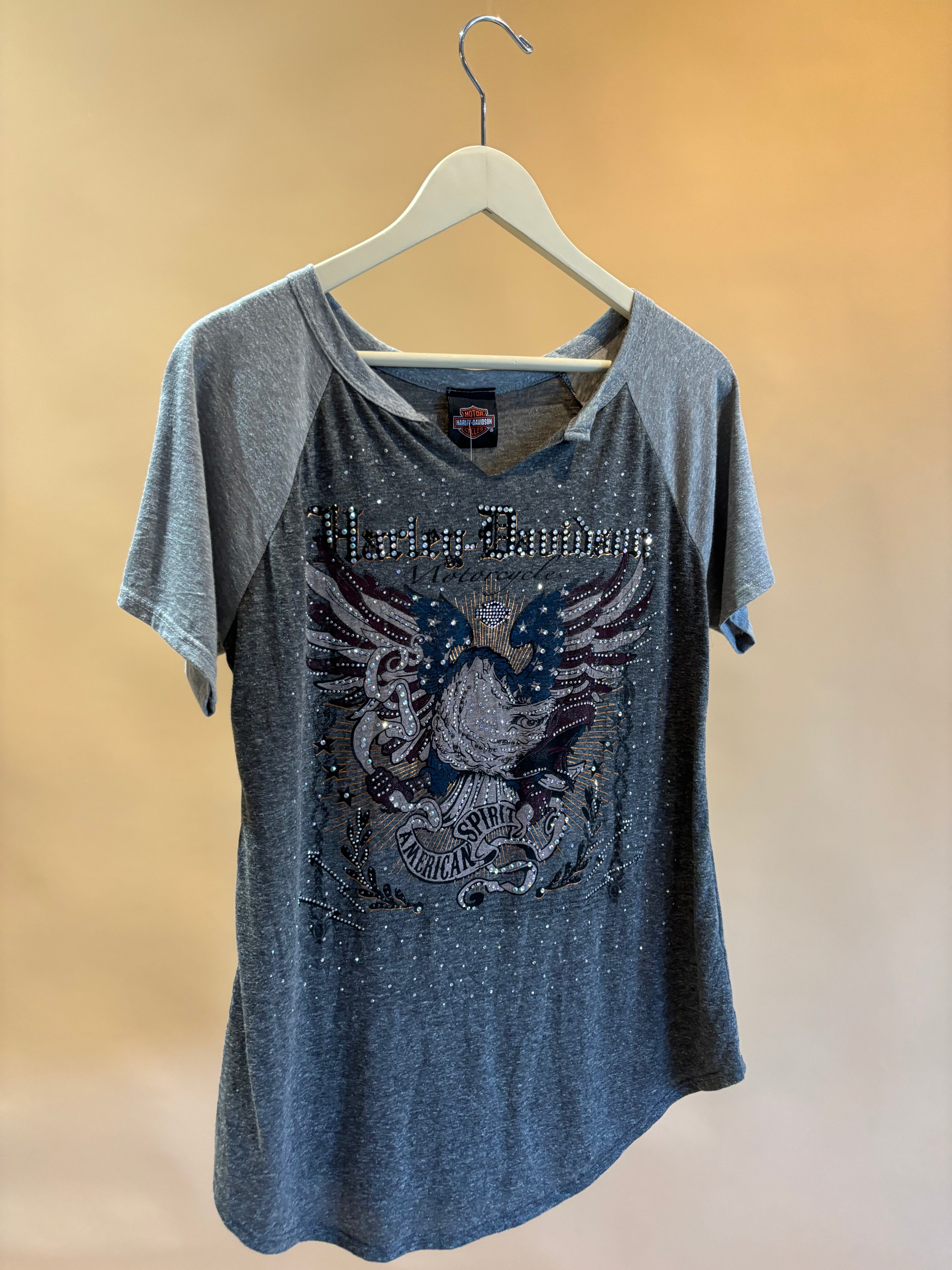 Y2K Harley Davidson Diamanté T-Shirt - M