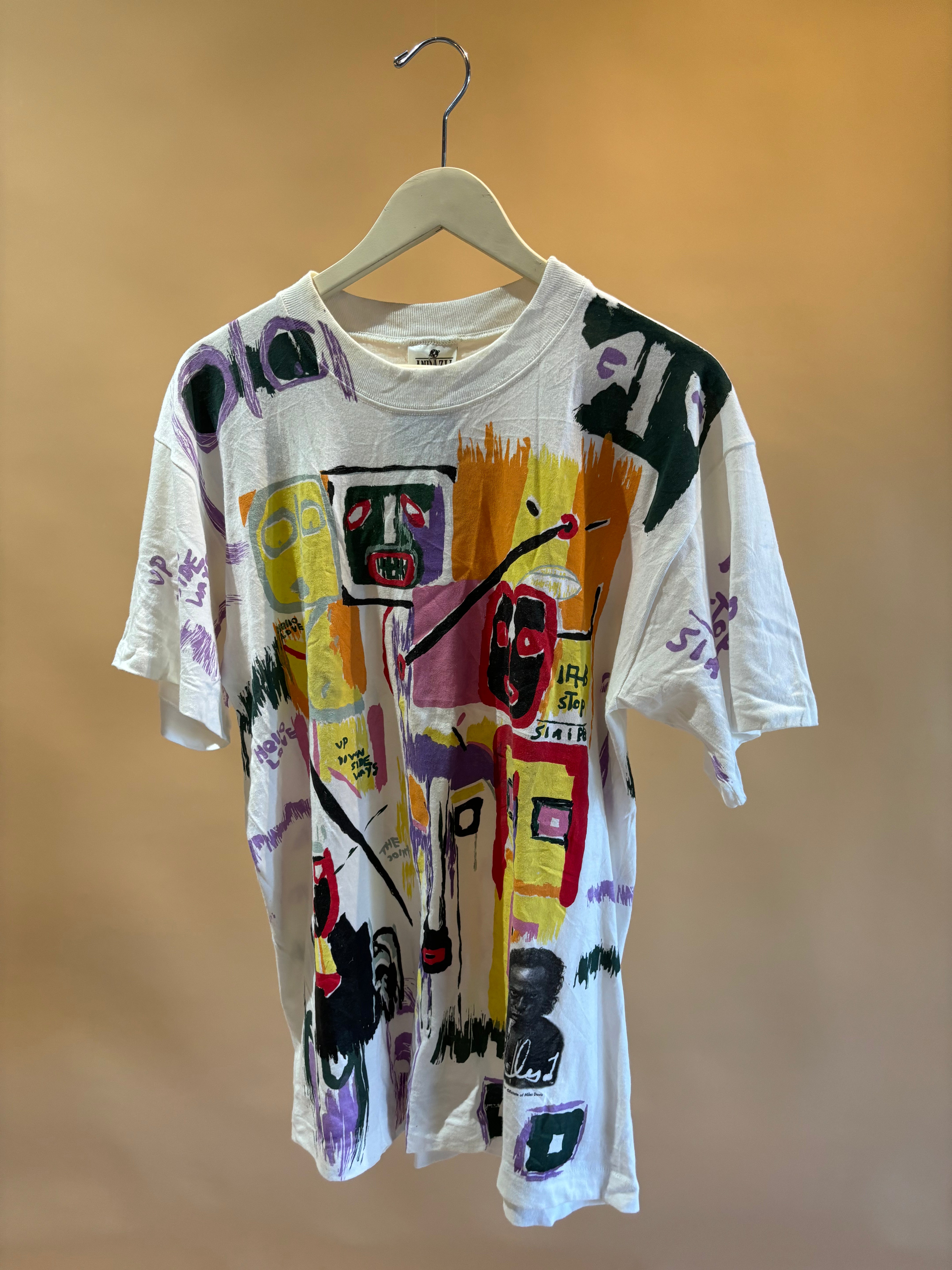 Rare 1990s Basquiat graphic Miles Davis T-Shirt - L