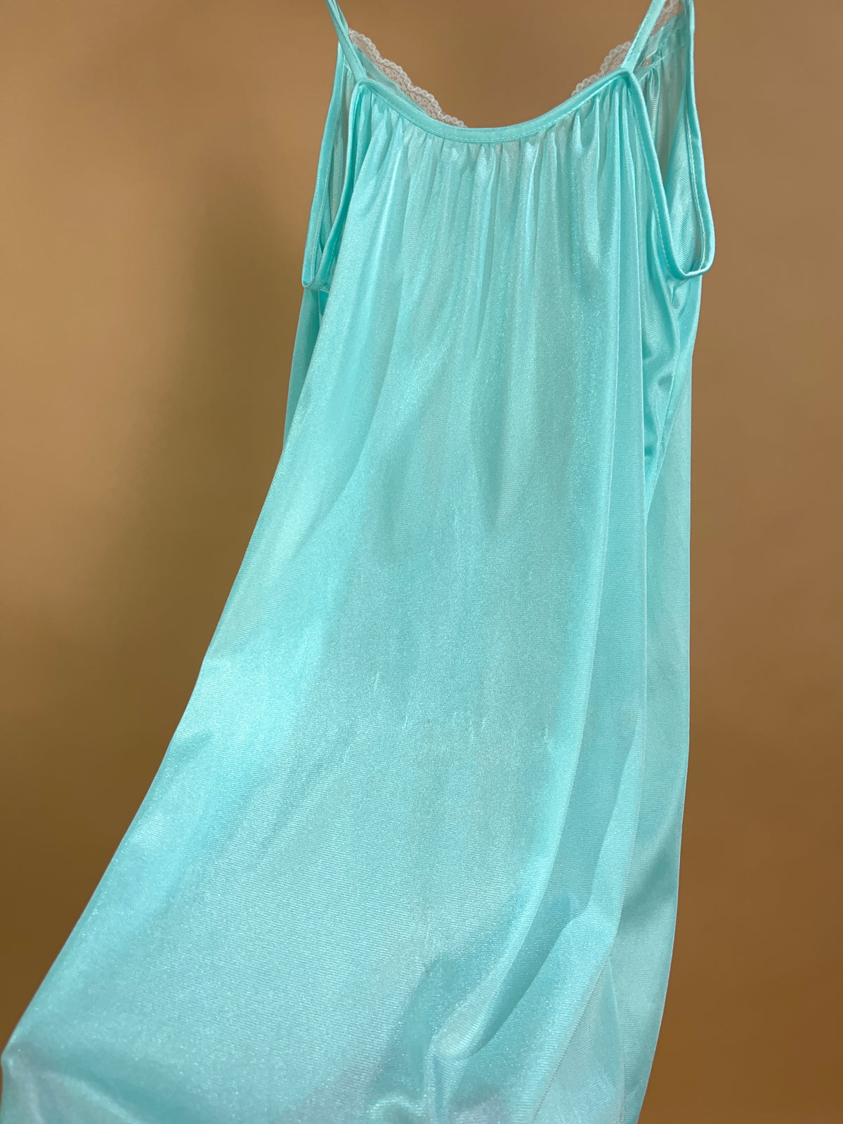 1970's ILGWU teal nylon robe and mini slip lingerie set, Made in USA — Arkive Vintage