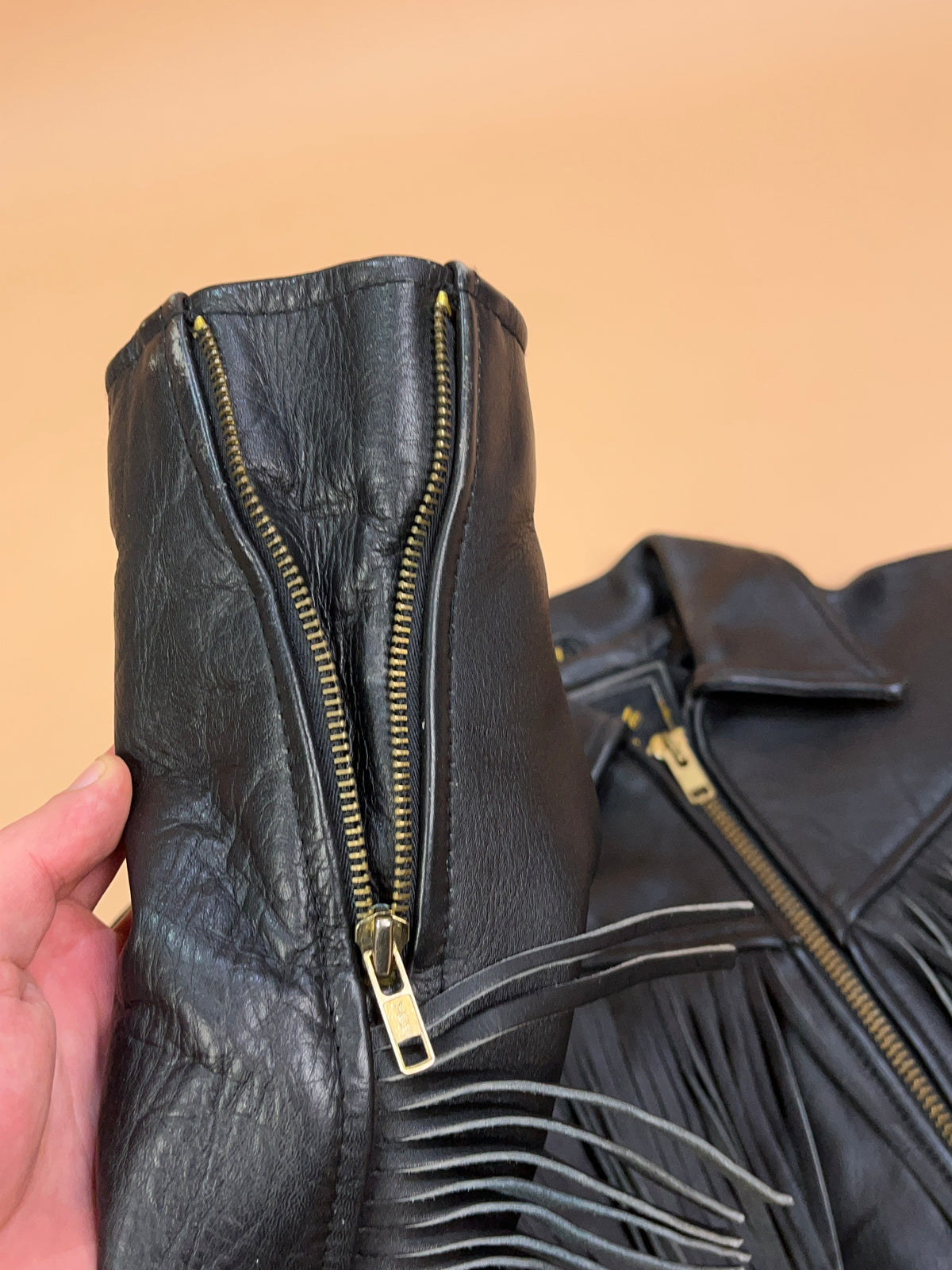 1990's Ultimate Creation by PLG Fringe Leather Biker Jacket - S