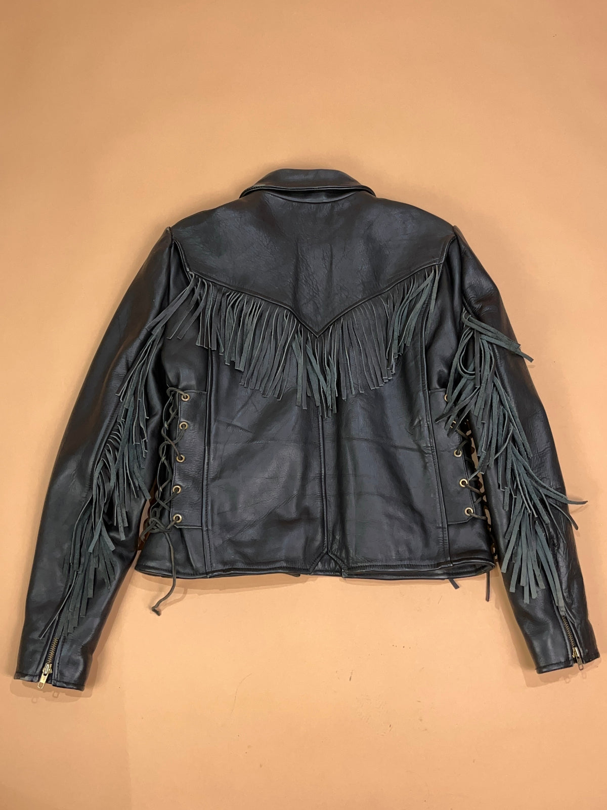1990's Ultimate Creation by PLG Fringe Leather Biker Jacket - S
